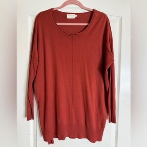 Dreamers Women’s Relaxed Loose Fit Boho Rich Sienna Rust Tunic Sweater M/L